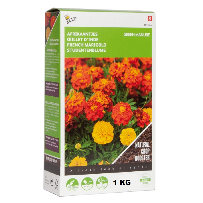 Tagetes, Afrikaantjes, sterk tegen bodem-aaltjes  250gr=250m2