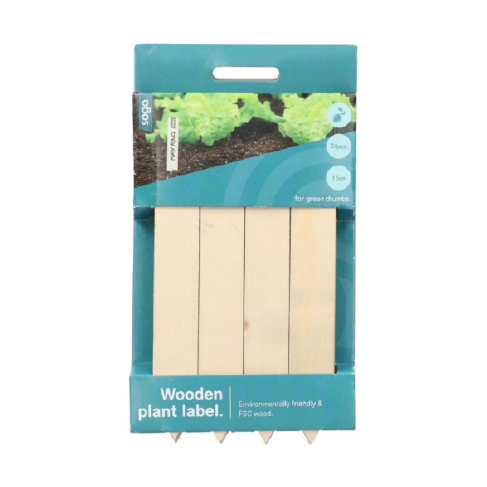 Steeketiket, hout, bruin, sogo 15cm. Verpakking 24 stuks