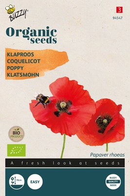 Bio Organic Papaver rhoeas Red - Klaproos rood (BIO)